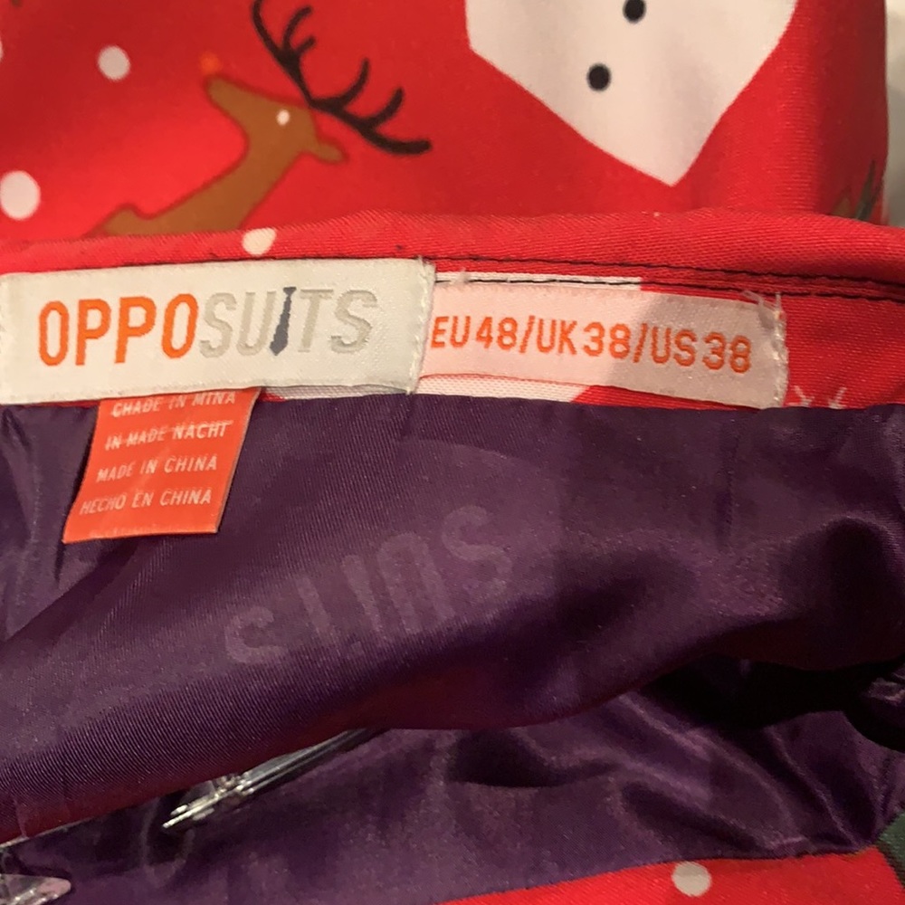 OppoSuits Red Christmas Suit with Snowman and Tree Design - Picture 2 of 10